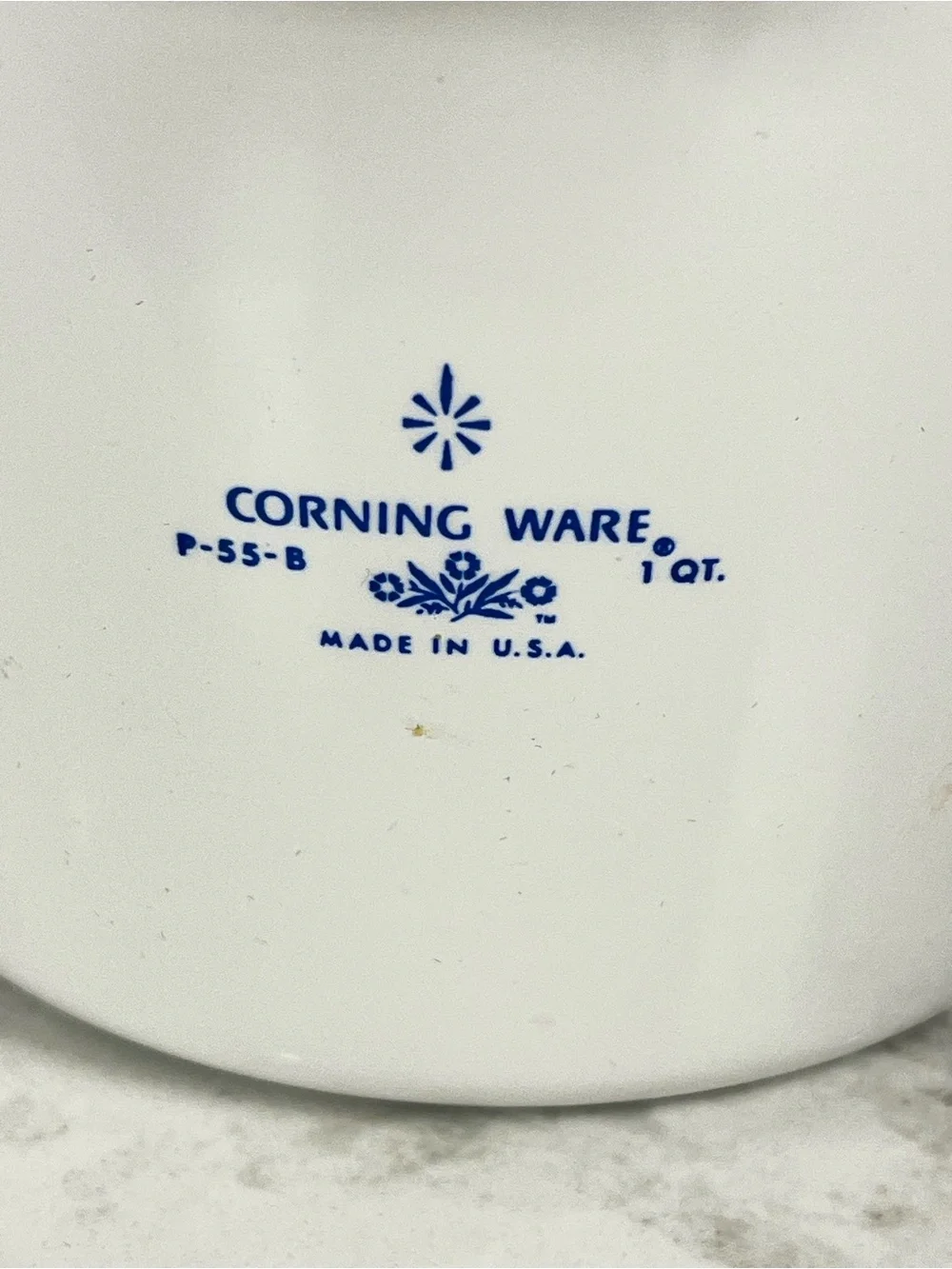 Corning Ware blue coneflower sauce maker with Blue Volume Markings